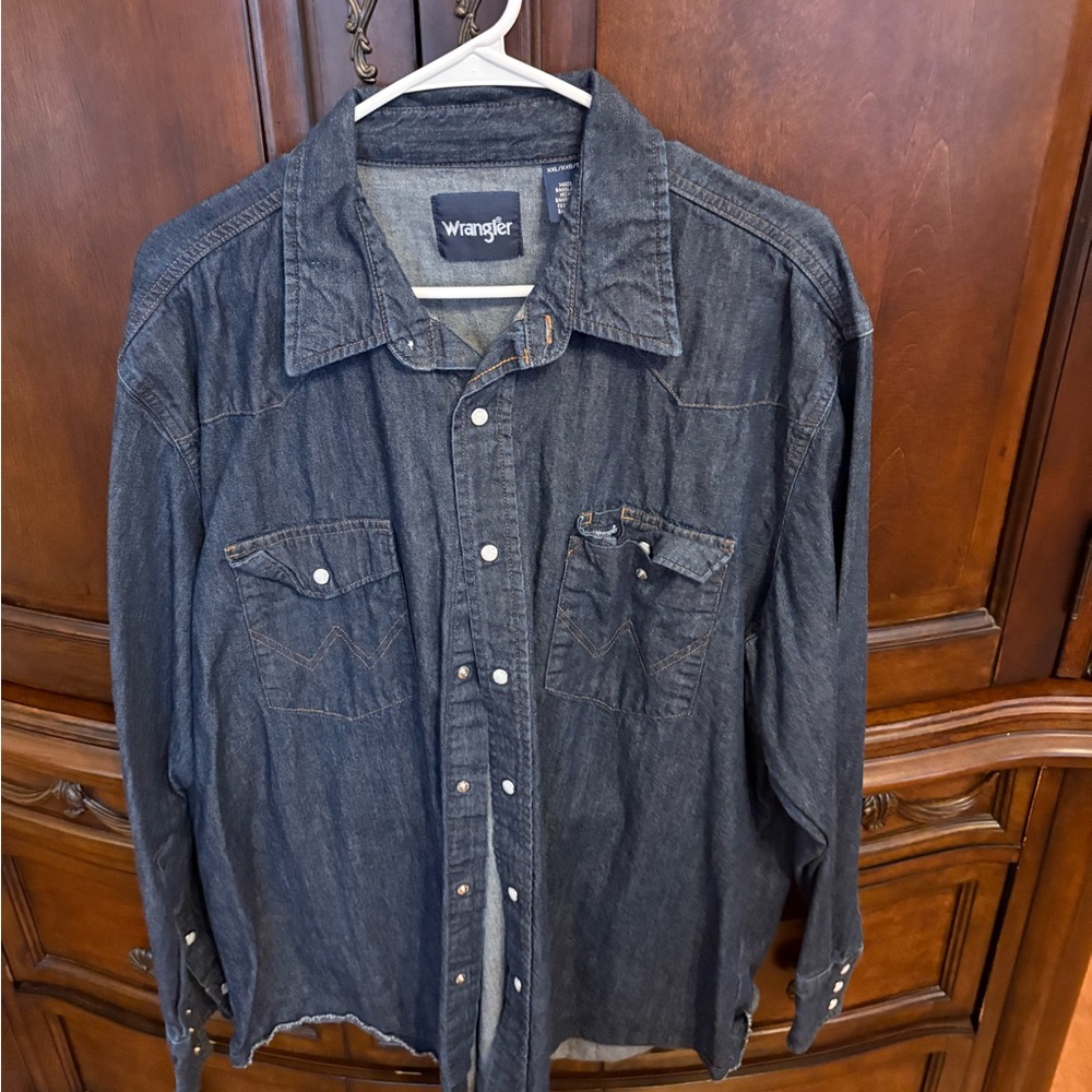 Wrangler Dark Denim Shirt with Snap Buttons